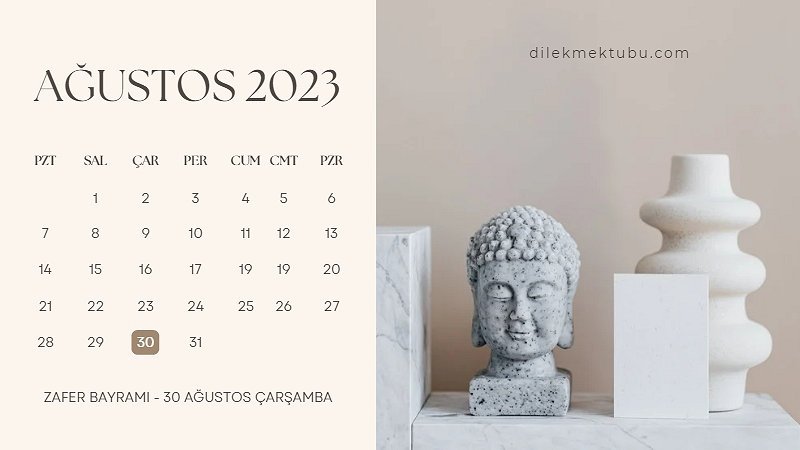 Ağustos 2023 Takvimi